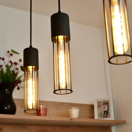 Lampadario a sospensione con filo MELODY 3xE27/15W/230V nero