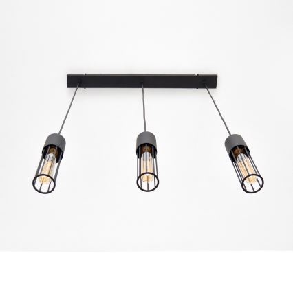Lampadario a sospensione con filo MELODY 3xE27/15W/230V nero