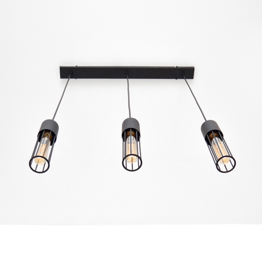 Lampadario a sospensione con filo MELODY 3xE27/15W/230V nero