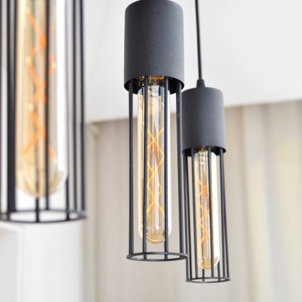 Lampadario a sospensione con filo MELODY 3xE27/15W/230V nero