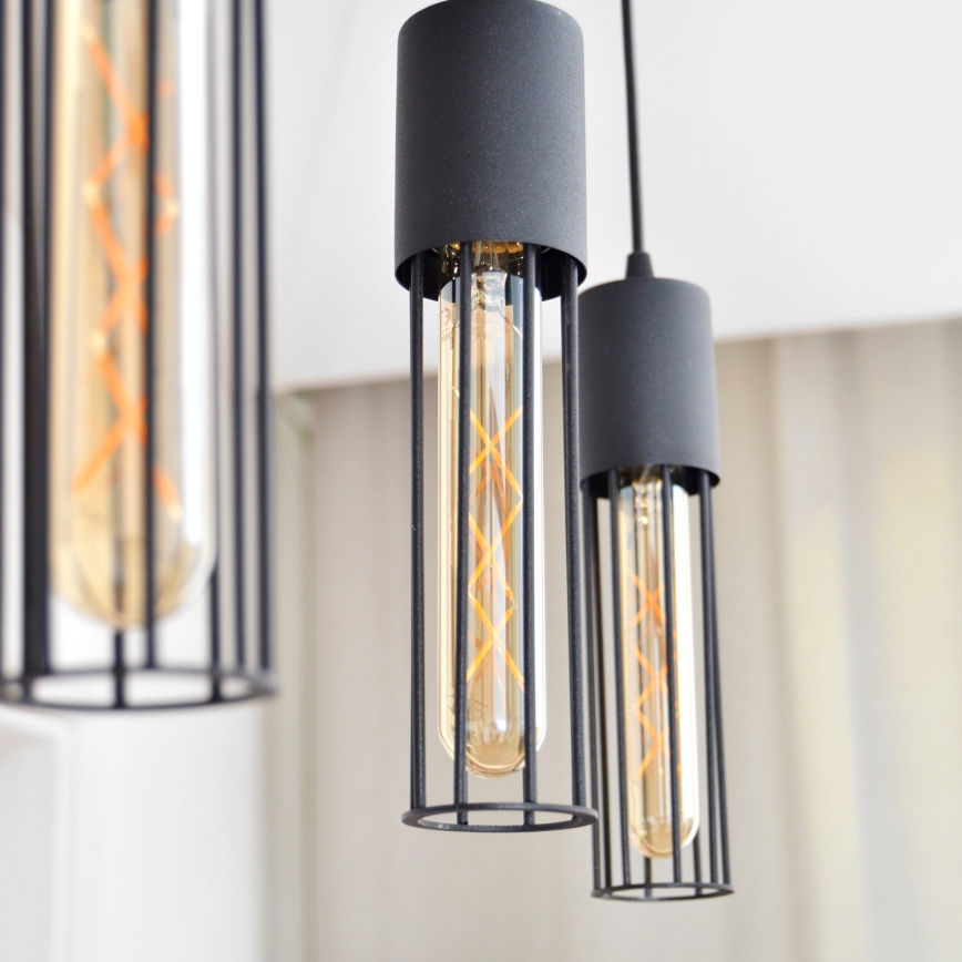 Lampadario a sospensione con filo MELODY 3xE27/15W/230V nero