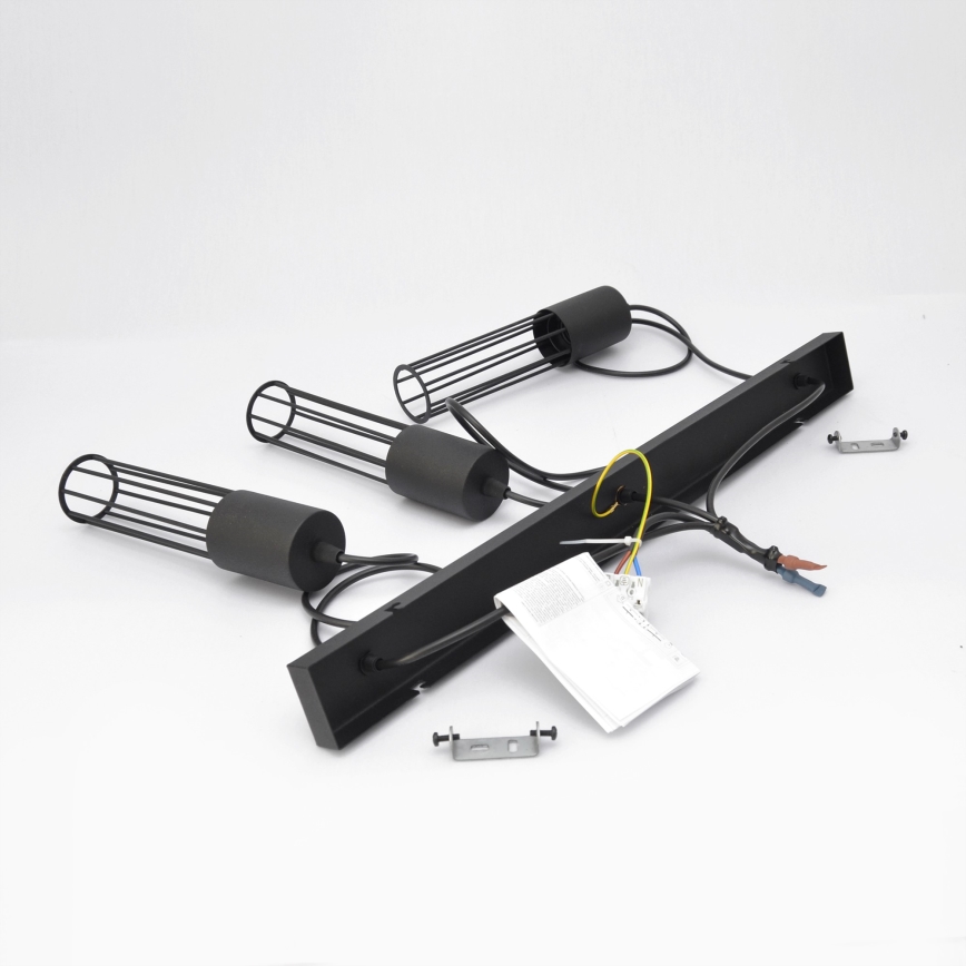 Lampadario a sospensione con filo MELODY 3xE27/15W/230V nero