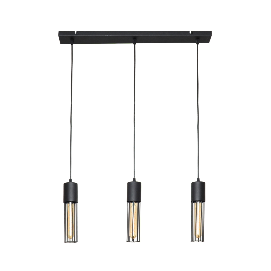 Lampadario a sospensione con filo MELODY 3xE27/15W/230V nero