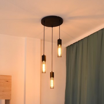 Lampadario a sospensione con filo MELODY 3xE27/15W/230V nero