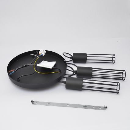 Lampadario a sospensione con filo MELODY 3xE27/15W/230V nero