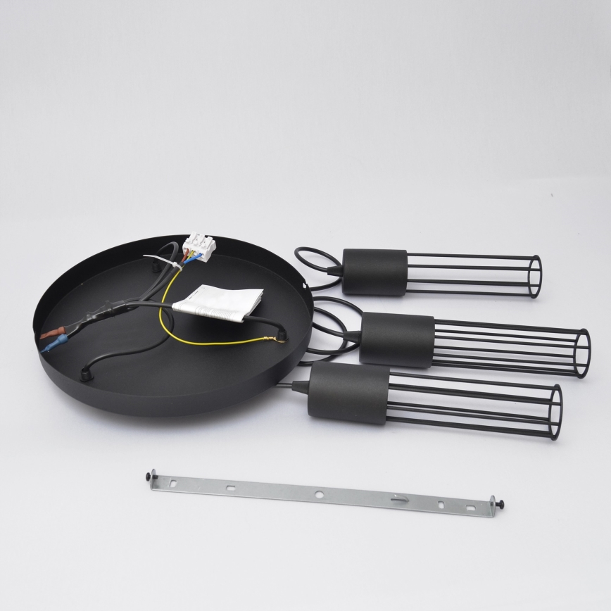 Lampadario a sospensione con filo MELODY 3xE27/15W/230V nero