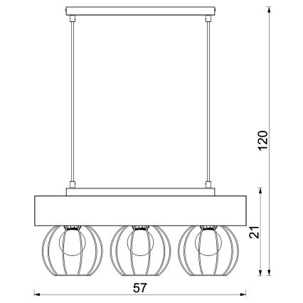 Lampadario a sospensione con filo MENTON 3xE27/15W/230V nero/marrone/quercia