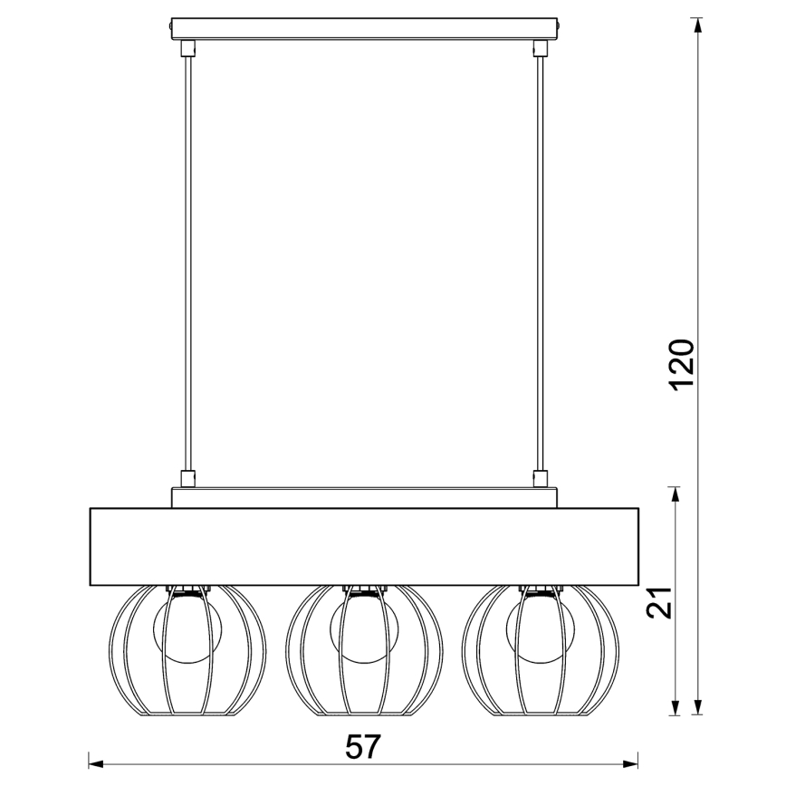 Lampadario a sospensione con filo MENTON 3xE27/15W/230V nero/marrone/quercia