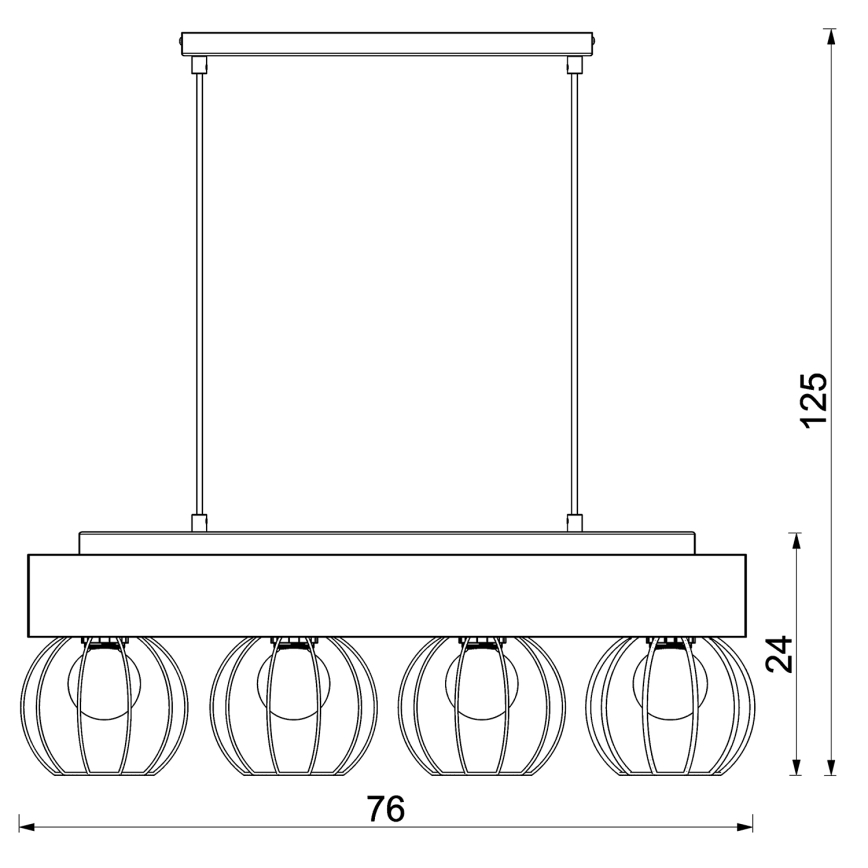 Lampadario a sospensione con filo MENTON 4xE27/15W/230V nero/marrone/quercia