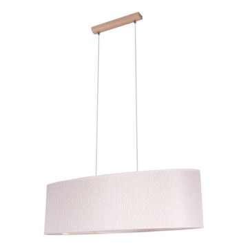 Lampadario a sospensione con filo MERCEDES 2xE27/40W/230V color crema/quercia