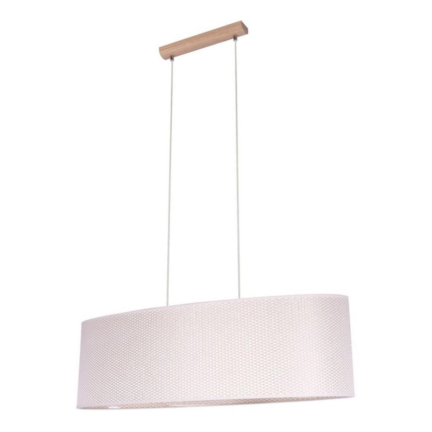 Lampadario a sospensione con filo MERCEDES 2xE27/40W/230V color crema/quercia