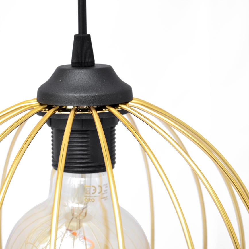 Lampadario a sospensione con filo MERCURE 1xE27/15W/230V oro/nero