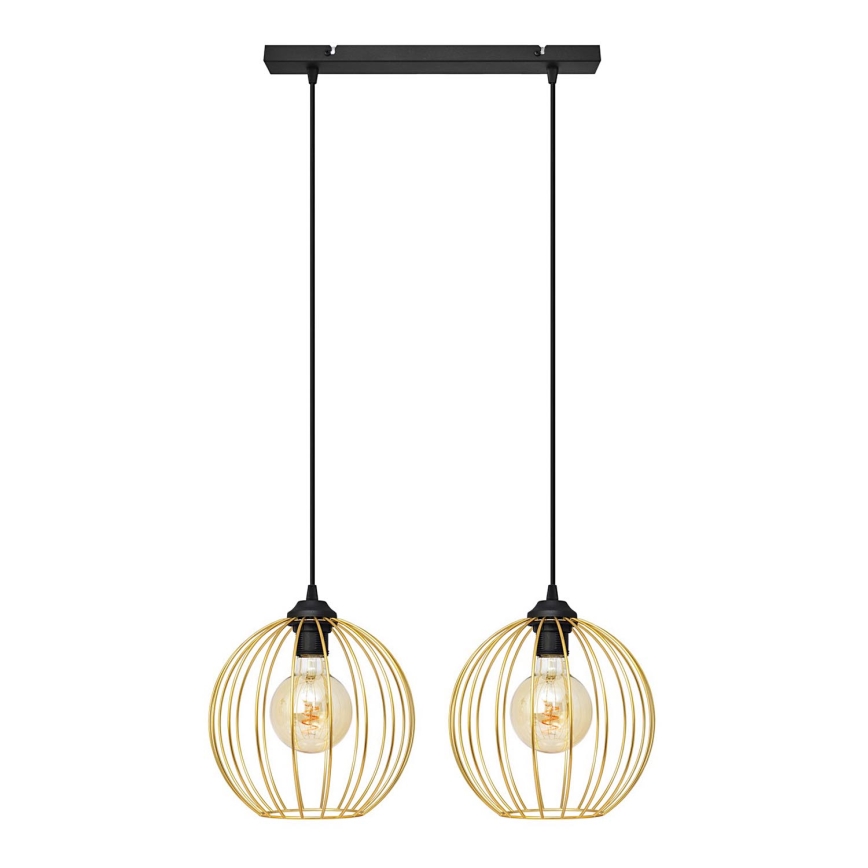 Lampadario a sospensione con filo MERCURE 2xE27/15W/230V oro/nero