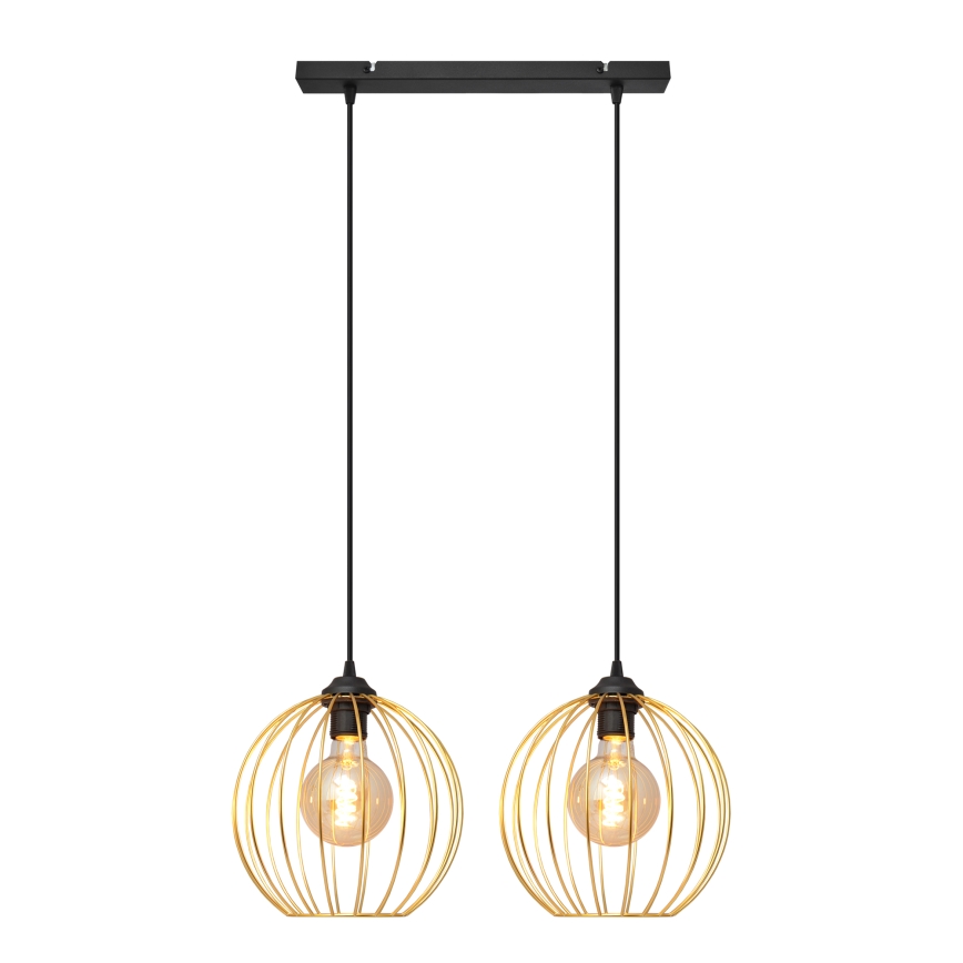 Lampadario a sospensione con filo MERCURE 2xE27/15W/230V oro/nero