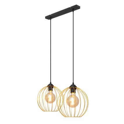 Lampadario a sospensione con filo MERCURE 2xE27/15W/230V oro/nero