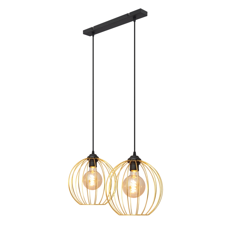Lampadario a sospensione con filo MERCURE 2xE27/15W/230V oro/nero