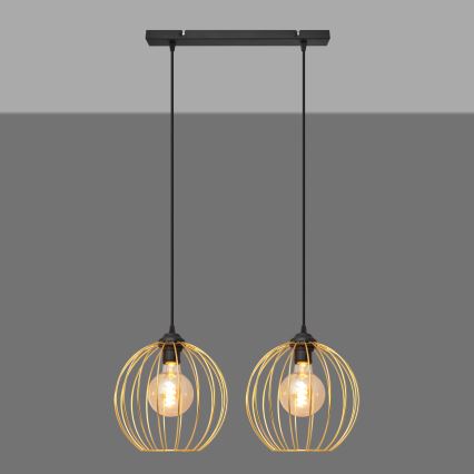 Lampadario a sospensione con filo MERCURE 2xE27/15W/230V oro/nero