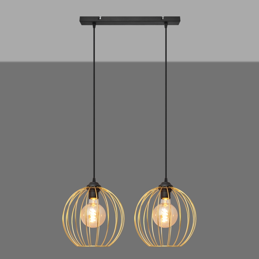 Lampadario a sospensione con filo MERCURE 2xE27/15W/230V oro/nero