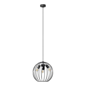 Lampadario a sospensione con filo MERCURE 3xE27/15W/230V diametro 40 cm nero