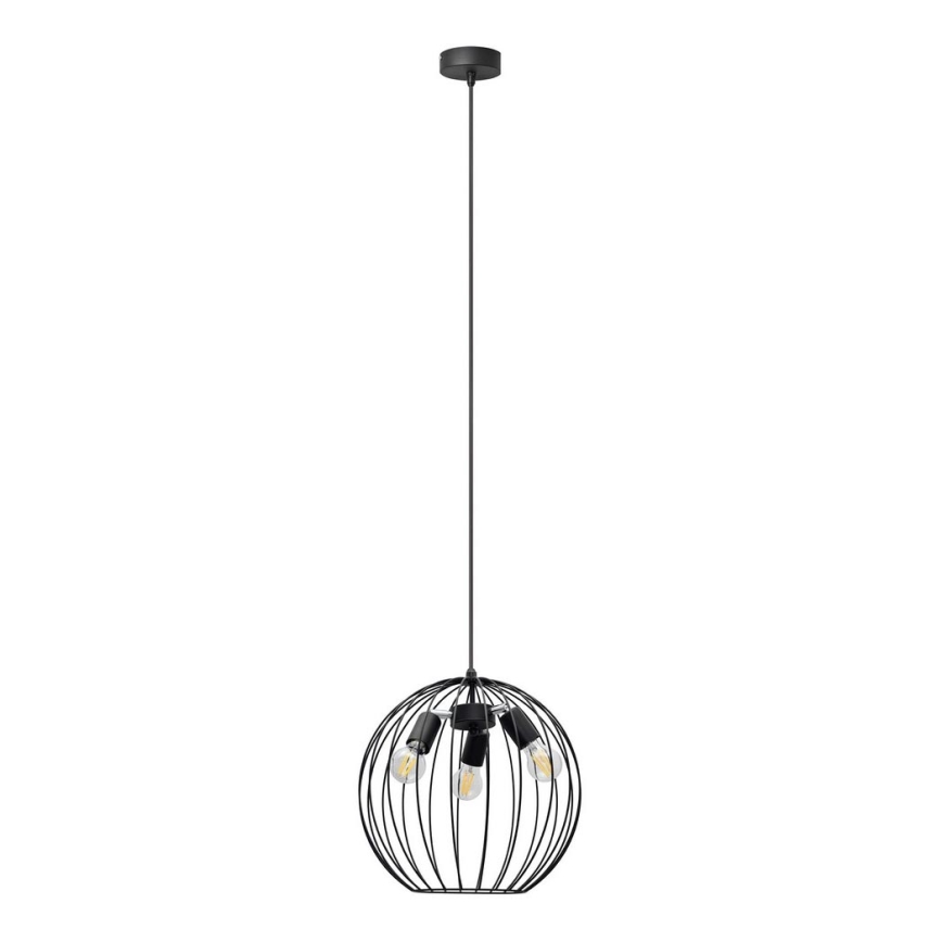 Lampadario a sospensione con filo MERCURE 3xE27/15W/230V diametro 40 cm nero