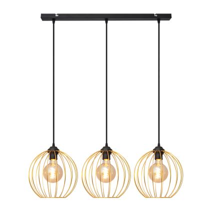 Lampadario a sospensione con filo MERCURE 3xE27/15W/230V oro/nero