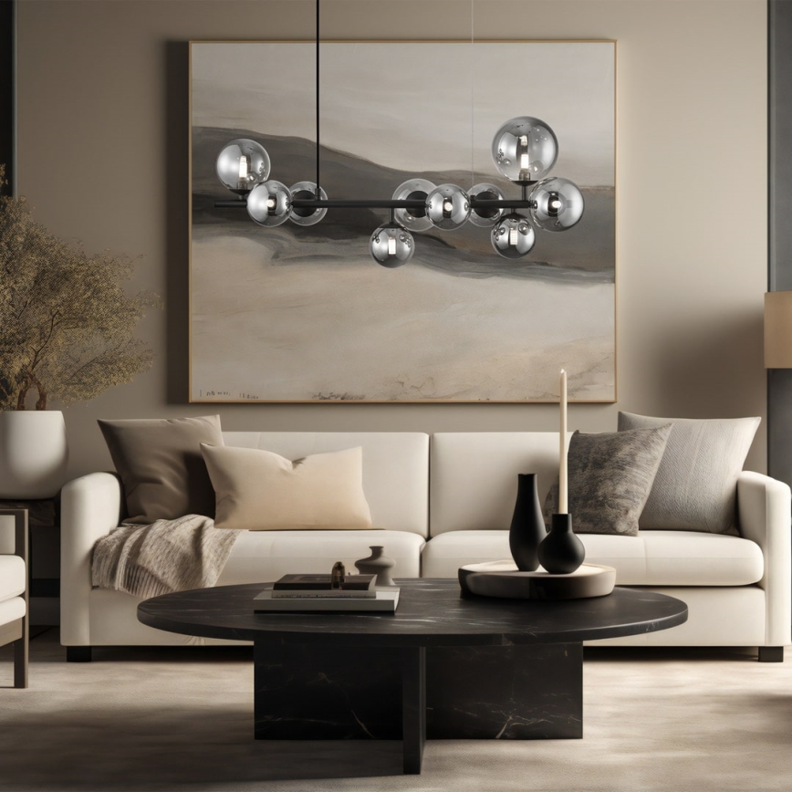 Lampadario a sospensione con filo MILA 10xG9/9W/230V nero/grigio
