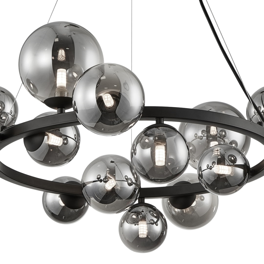 Lampadario a sospensione con filo MILA 14xG9/9W/230V nero/grigio