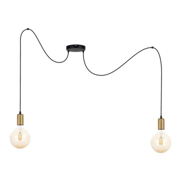 Lampadario a sospensione con filo MIROS 2xE27/60W/230V ragno nero/oro