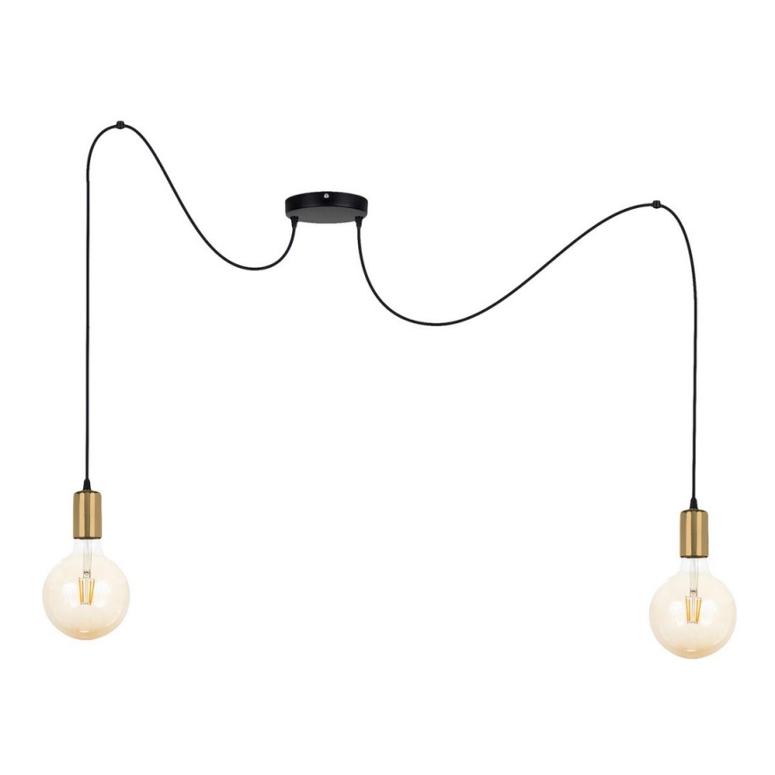 Lampadario a sospensione con filo MIROS 2xE27/60W/230V ragno nero/oro