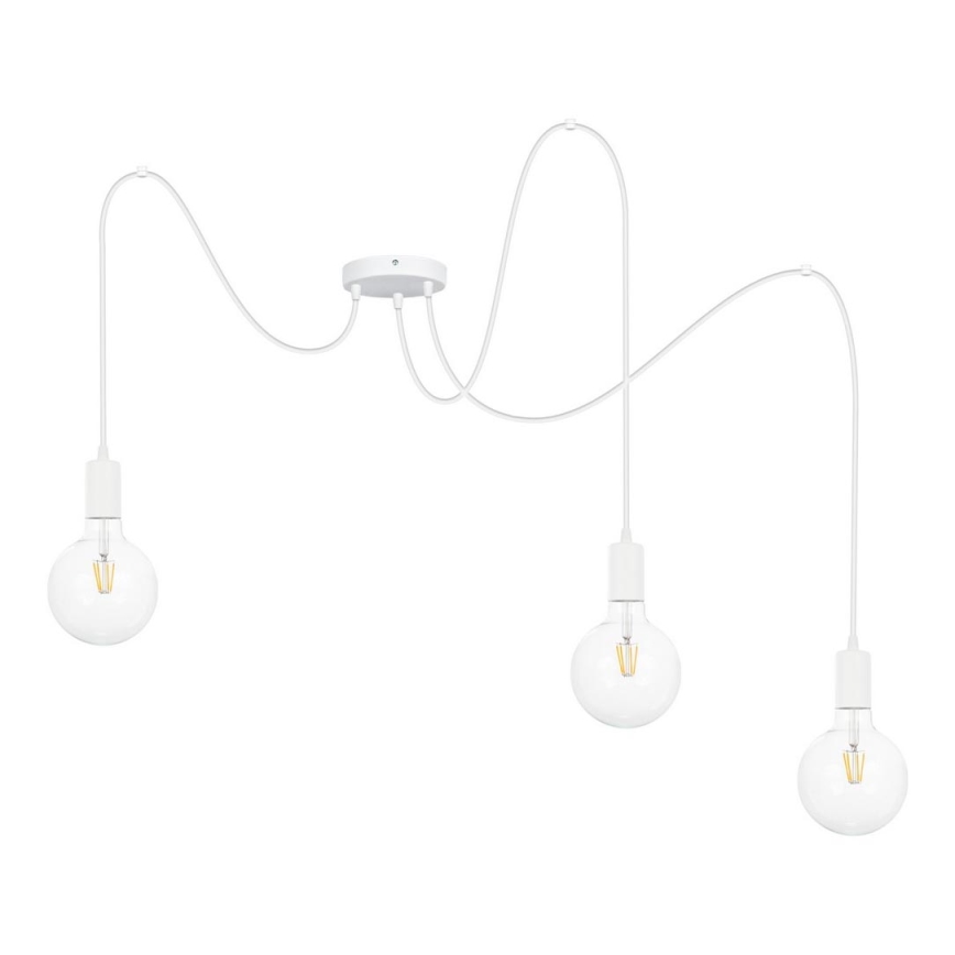 Lampadario a sospensione con filo MIROS 3xE27/60W/230V ragno bianco