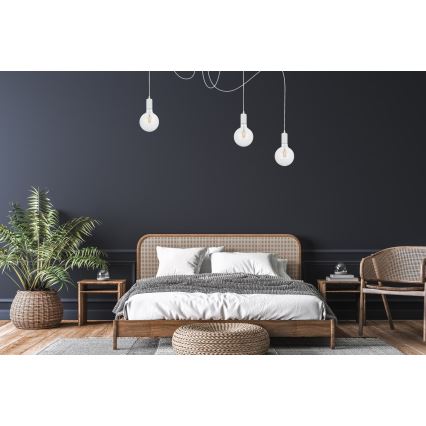 Lampadario a sospensione con filo MIROS 3xE27/60W/230V ragno bianco