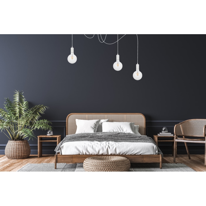 Lampadario a sospensione con filo MIROS 3xE27/60W/230V ragno bianco