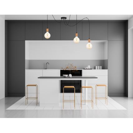 Lampadario a sospensione con filo MIROS 3xE27/60W/230V ragno nero/rame