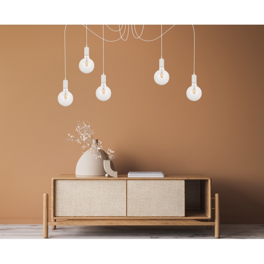 Lampadario a sospensione con filo MIROS 5xE27/60W/230V ragno bianco