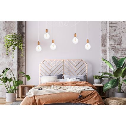 Lampadario a sospensione con filo MIROS 5xE27/60W/230V ragno bianco/rame