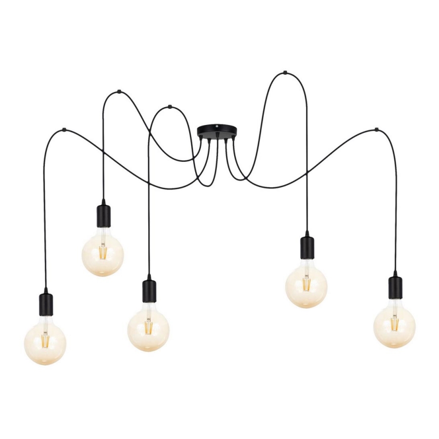 Lampadario a sospensione con filo MIROS 5xE27/60W/230V ragno nero