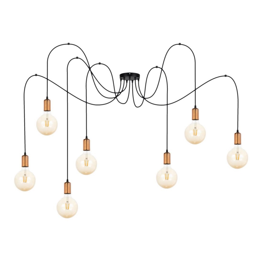 Lampadario a sospensione con filo MIROS 7xE27/60W/230V ragno nero