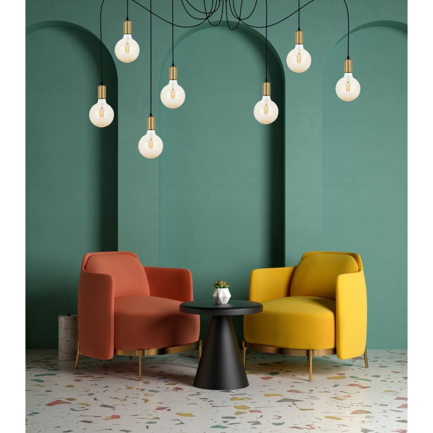 Lampadario a sospensione con filo MIROS 7xE27/60W/230V ragno nero/oro