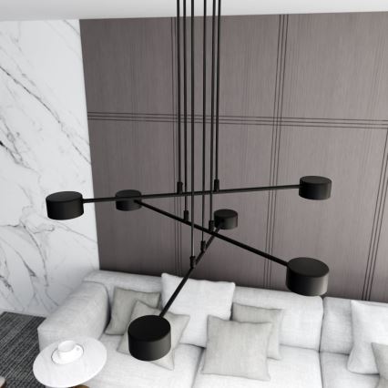 Lampadario a sospensione con filo MODUS 6xGX53/10W/230V nero
