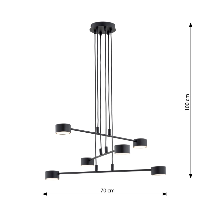 Lampadario a sospensione con filo MODUS 6xGX53/10W/230V nero