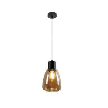 Lampadario a sospensione con filo MOLDO 1xE27/40W/230V nero/fumé beige