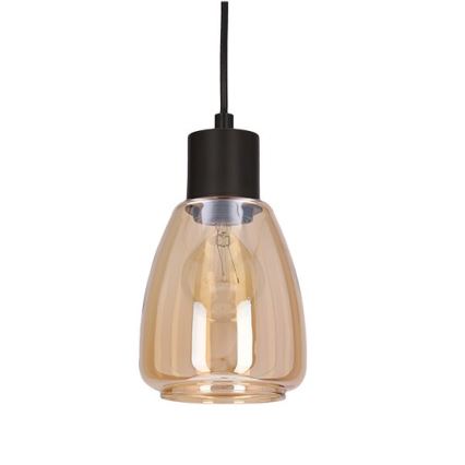 Lampadario a sospensione con filo MOLDO 1xE27/40W/230V nero/fumé beige