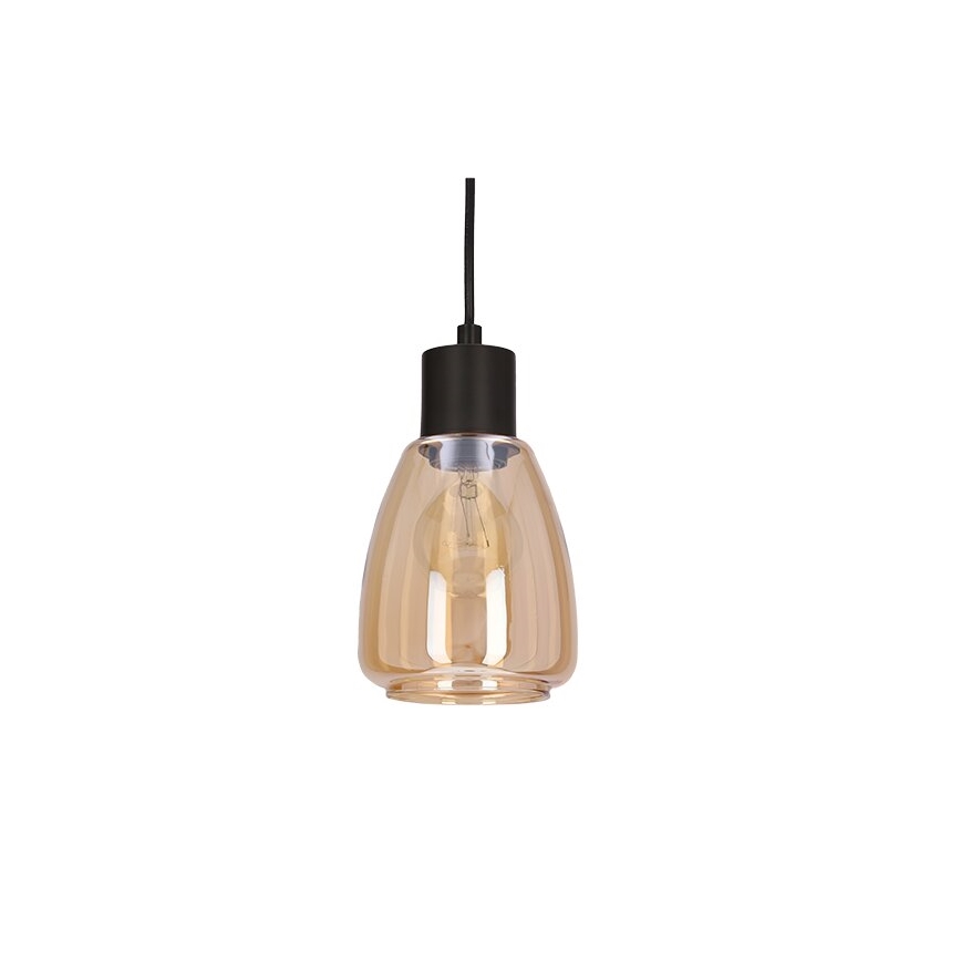 Lampadario a sospensione con filo MOLDO 1xE27/40W/230V nero/fumé beige