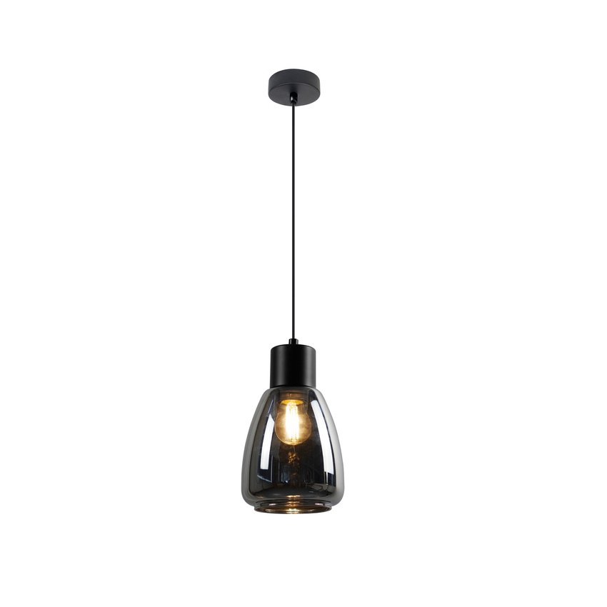 Lampadario a sospensione con filo MOLDO 1xE27/40W/230V nero/fumé nero