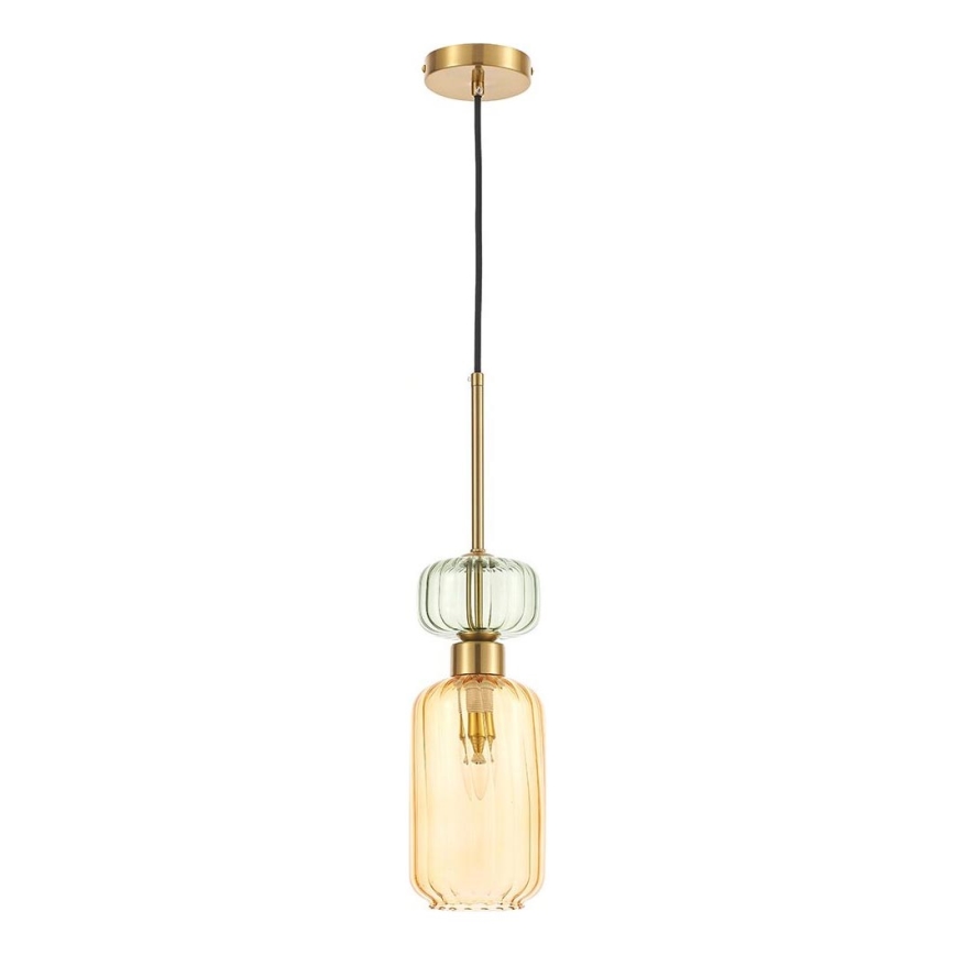 Lampadario a sospensione con filo MOLLY 1xE14/40W/230V diametro 12 cm oro/arancione/verde