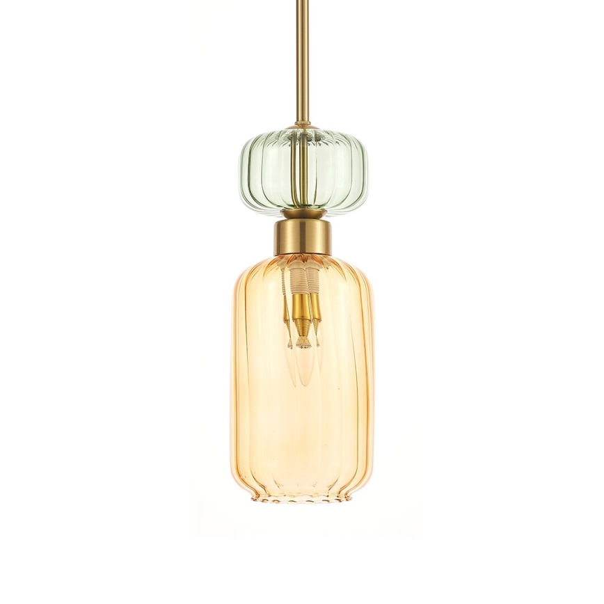 Lampadario a sospensione con filo MOLLY 1xE14/40W/230V diametro 12 cm oro/arancione/verde