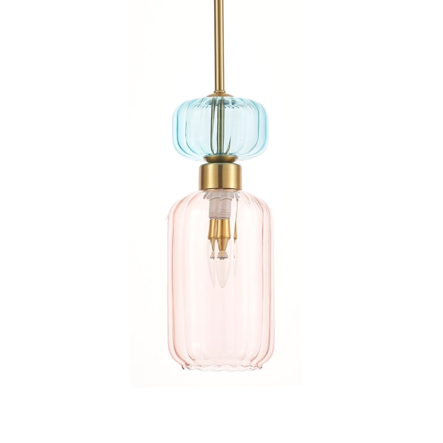 Lampadario a sospensione con filo MOLLY 1xE14/40W/230V diametro 12 cm oro/rosa/blu