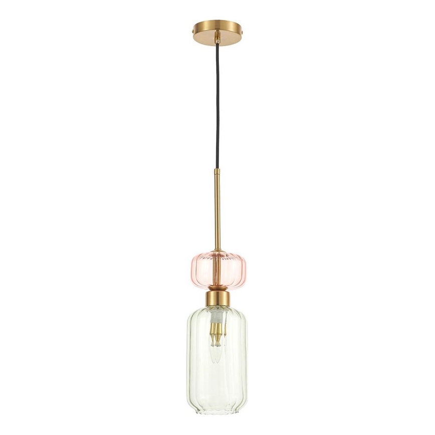 Lampadario a sospensione con filo MOLLY 1xE14/40W/230V diametro 12 cm oro/verde/rosa