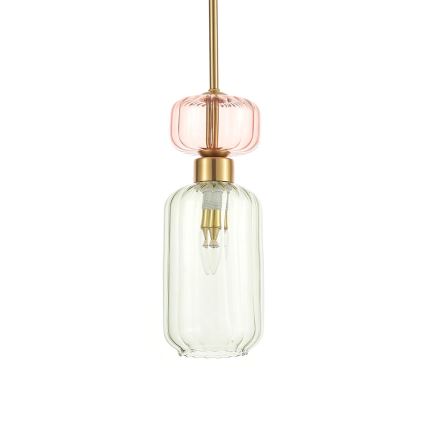 Lampadario a sospensione con filo MOLLY 1xE14/40W/230V diametro 12 cm oro/verde/rosa