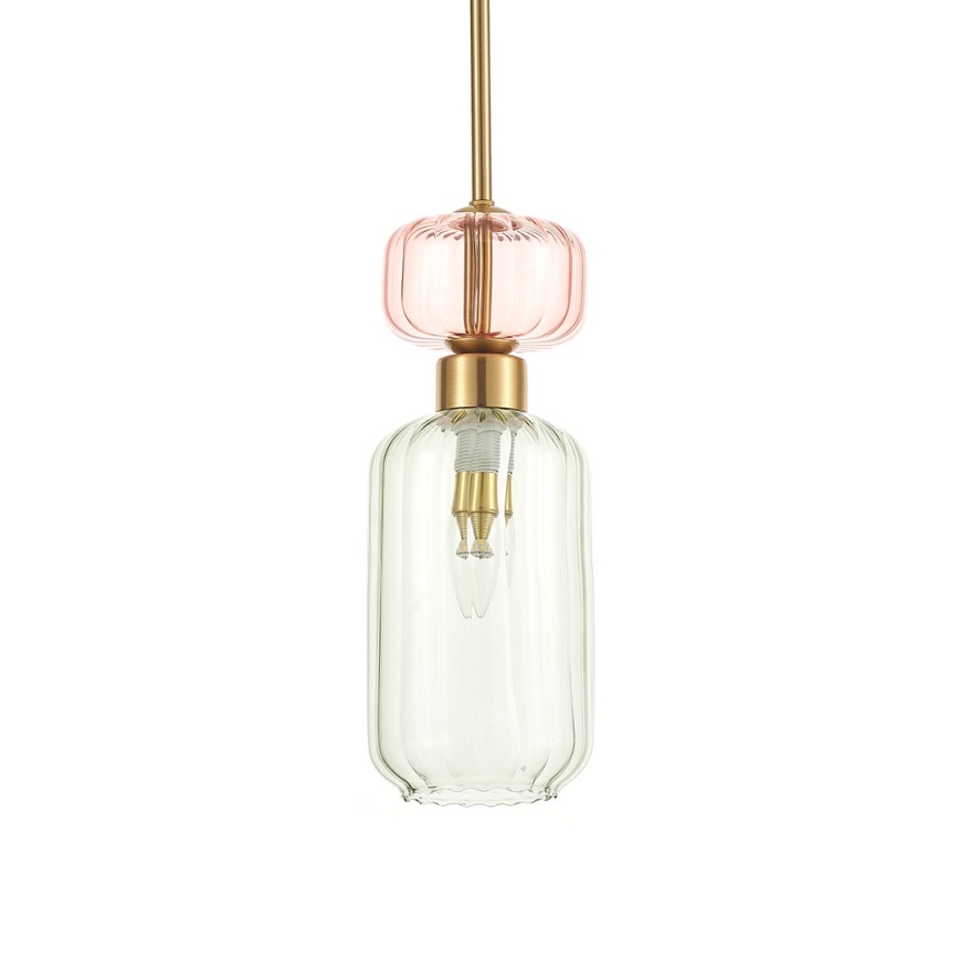 Lampadario a sospensione con filo MOLLY 1xE14/40W/230V diametro 12 cm oro/verde/rosa
